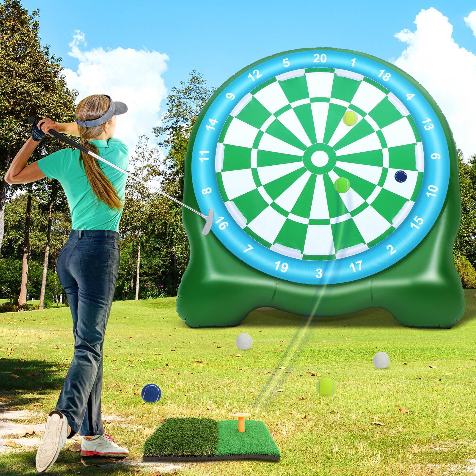 Tapis golf entraînement 5x4 pi, antidérapant, practice
