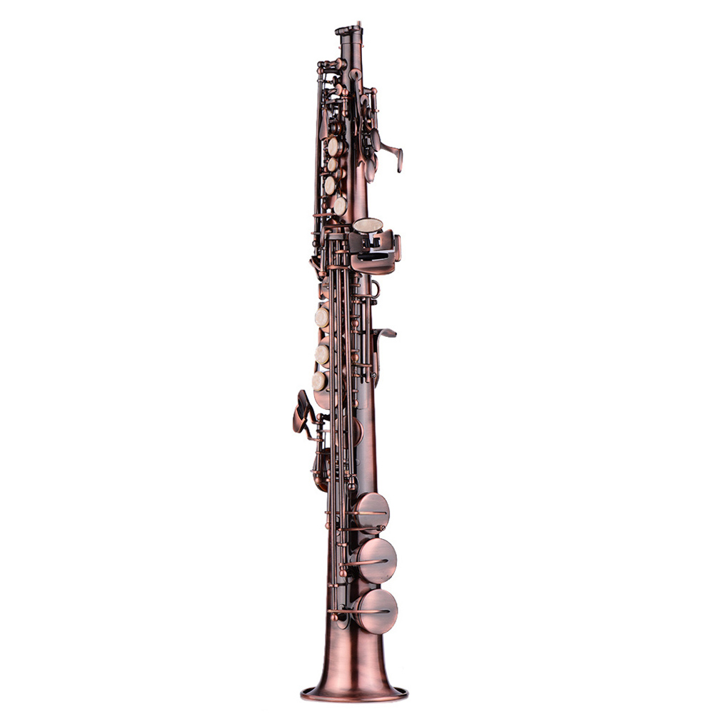Saxophone soprano Bb laiton, plaqué nickel, avec étui et accessoires