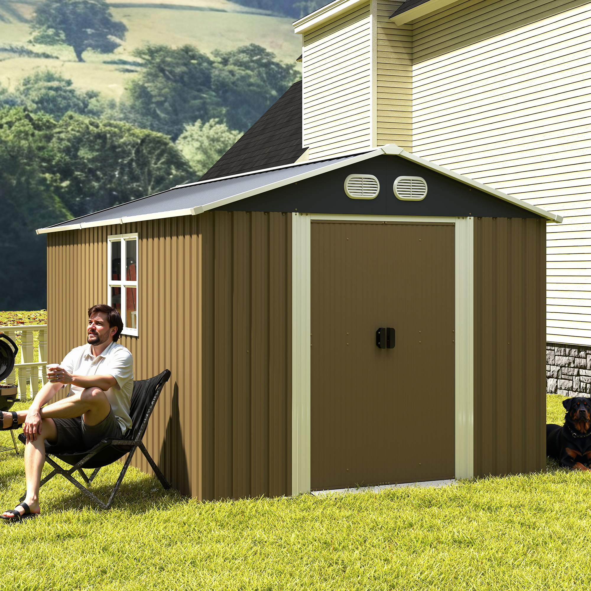 Cabanon métal Campcraft 8x12 pi, porte verrouillable, brun