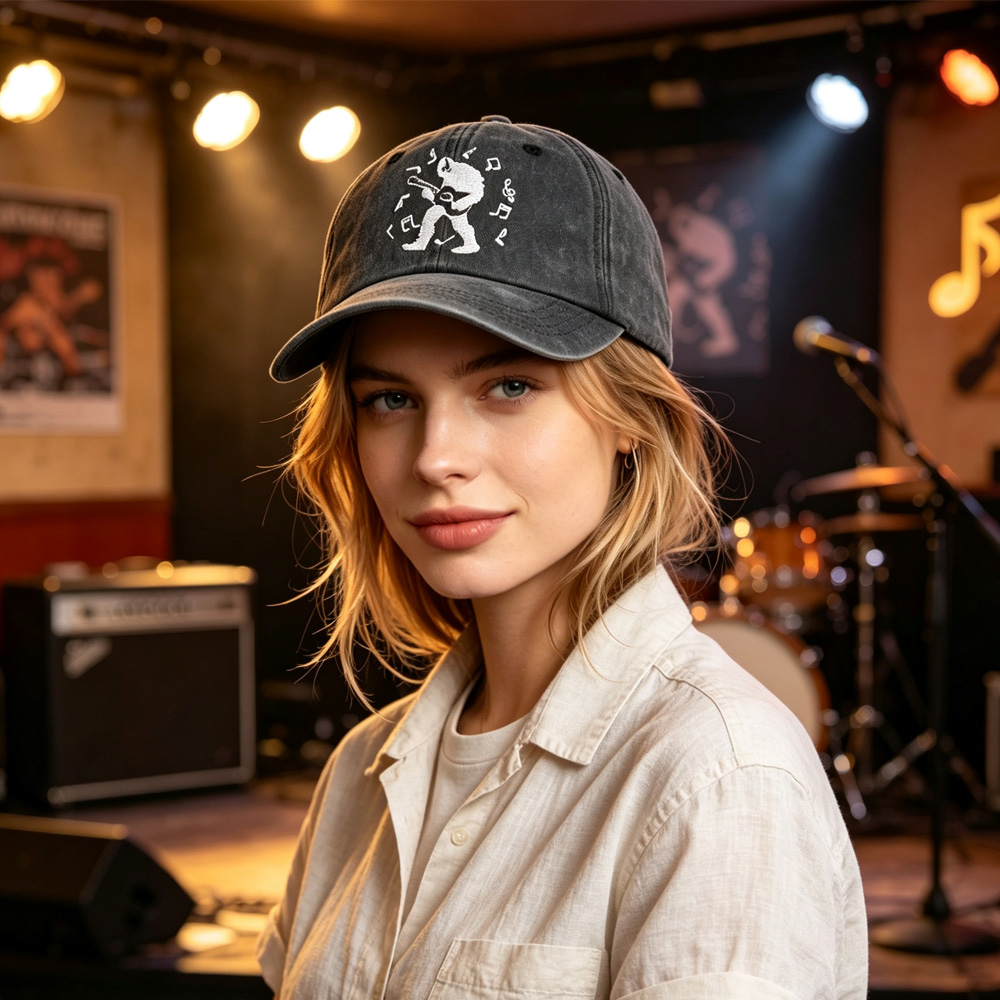 2x Casquette baseball guitare noir homme/femme, Bigfoot musique