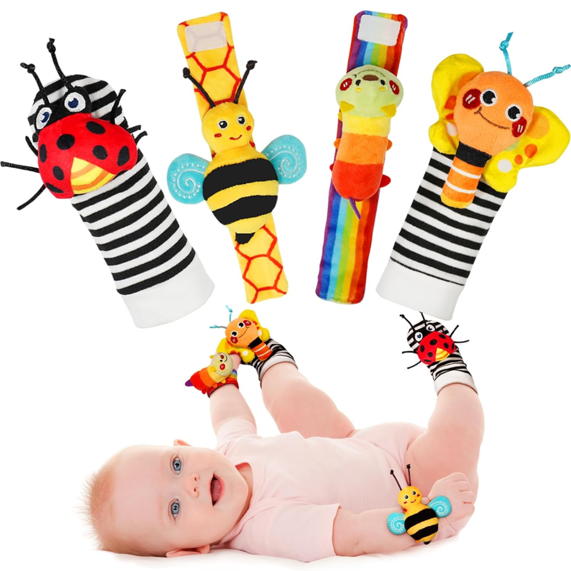 Ensemble hochet poignet et cherche-pied bébé 0-12 mois