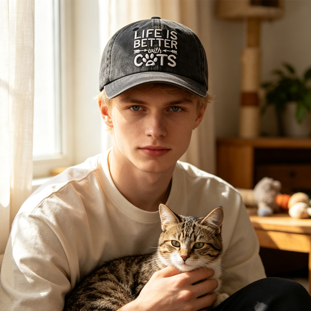 2 casquettes baseball chats, chaton patte amusante amateur