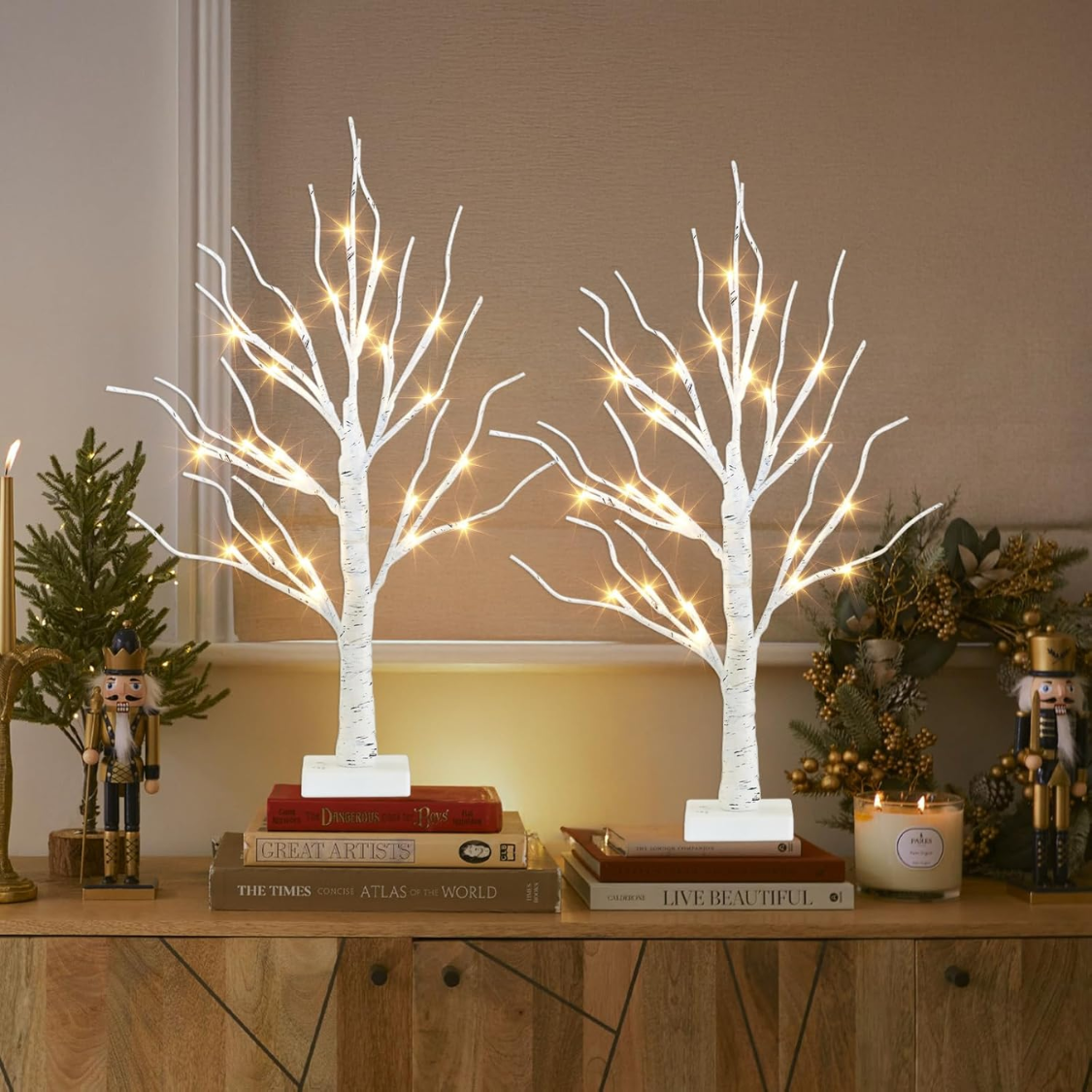 Sapin bouleau 2pi DEL blanches chaudes, décor intérieur