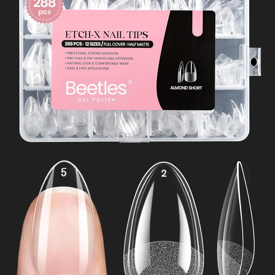 Beetles vernis gel ongles courts amande 288pcs