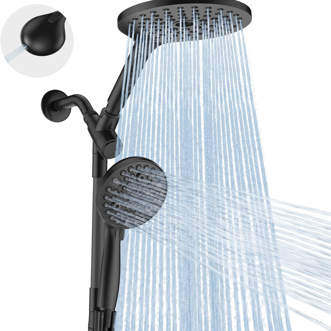 Système de douche pluie 8 po avec pomme main 10 modes haute pression