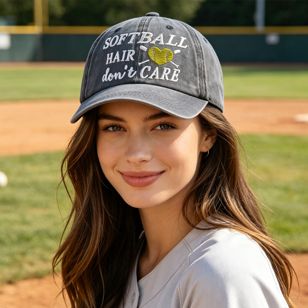 Casquette baseball softball vintage brodée lavée femme