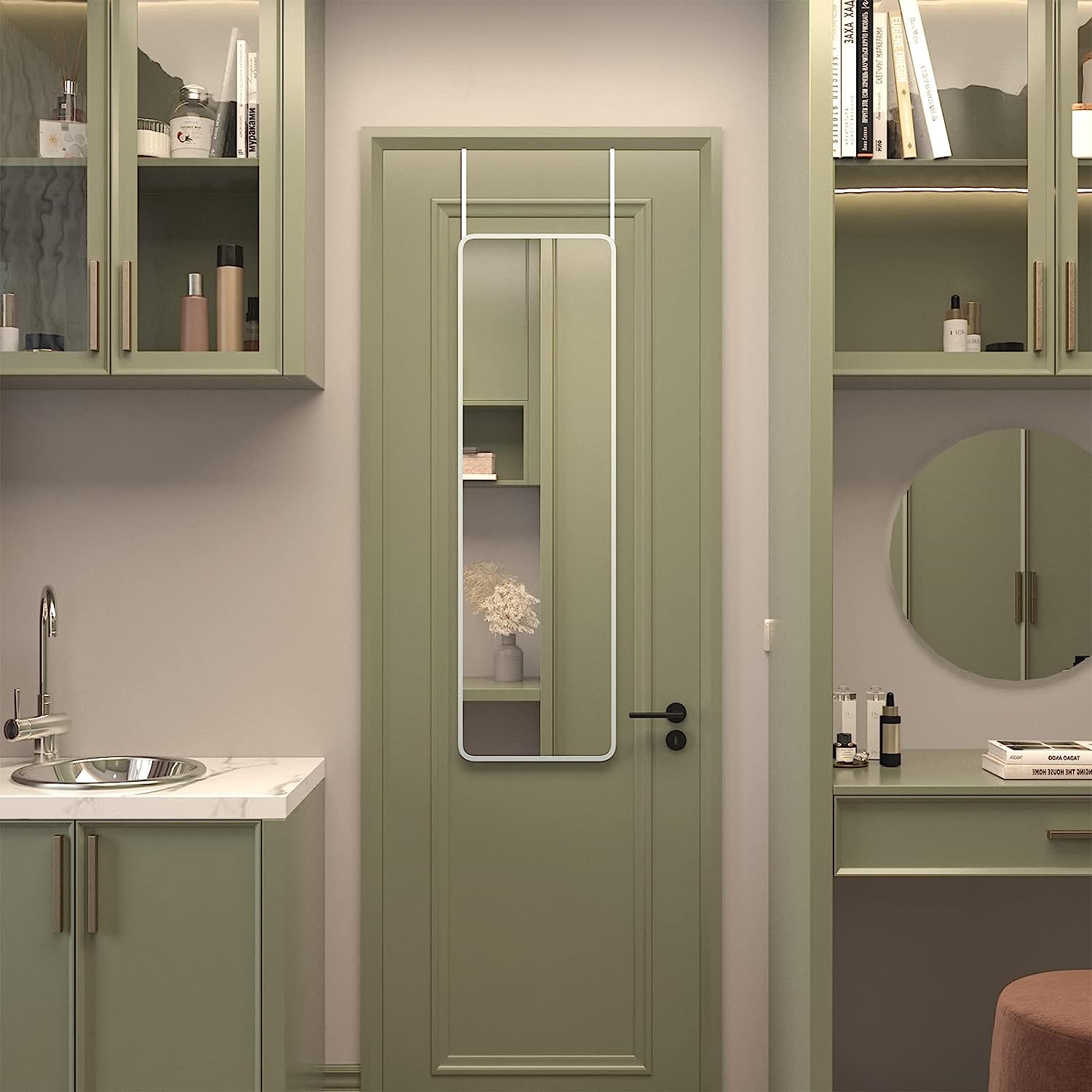 Miroir porte 47x14po argent