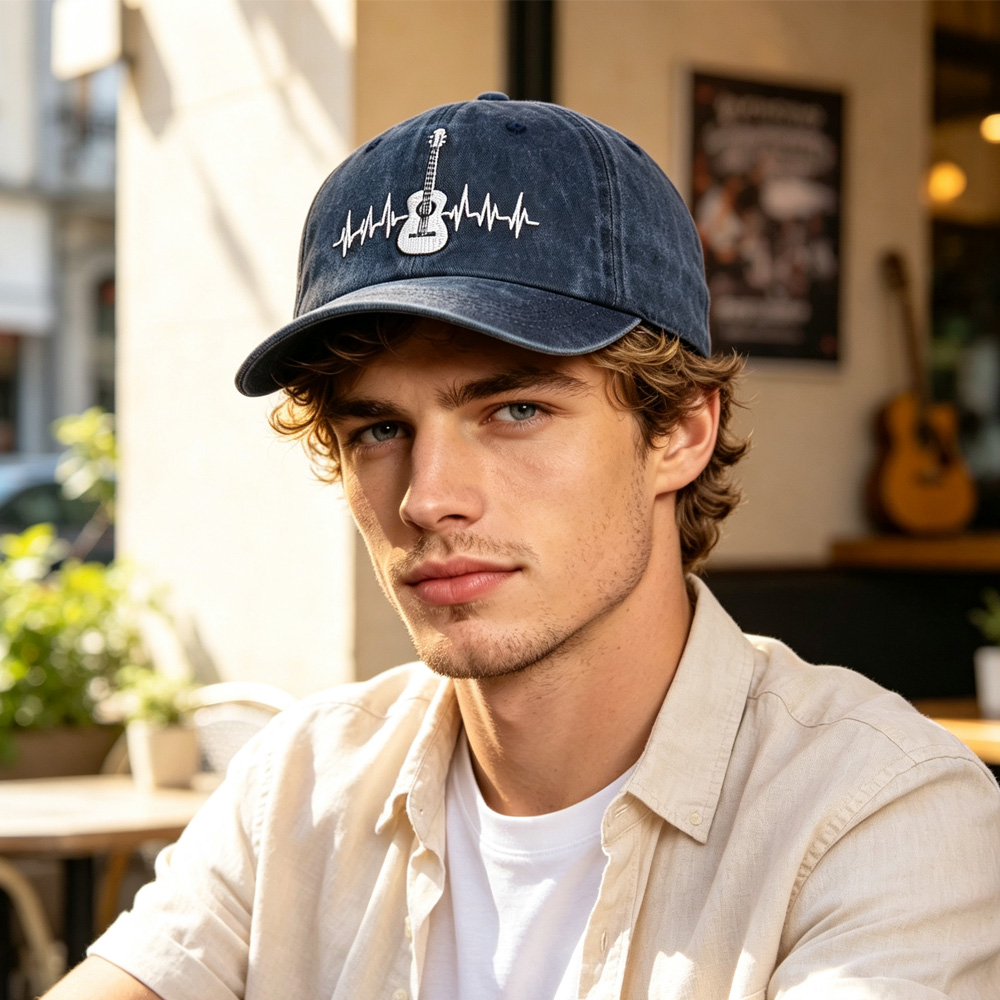 2 casquettes baseball homme femme guitare battement cœur