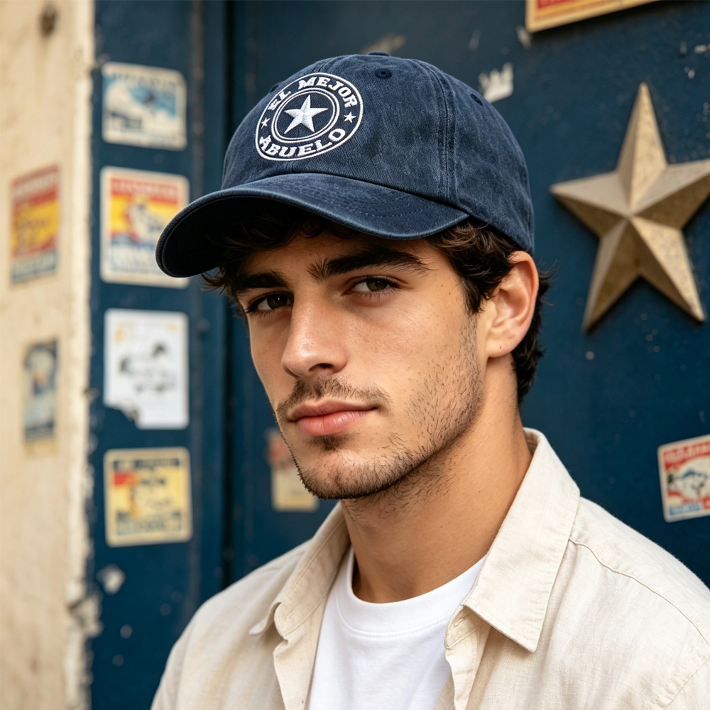 Casquette baseball bleu marine lavé brodée étoile vintage