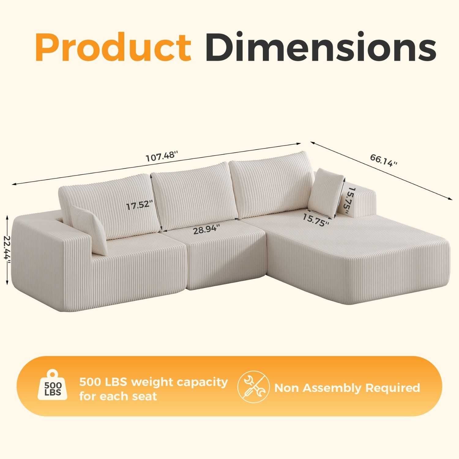 Canapé fluffy convertible 4 places mousse mémoire, sectionnel modulaire