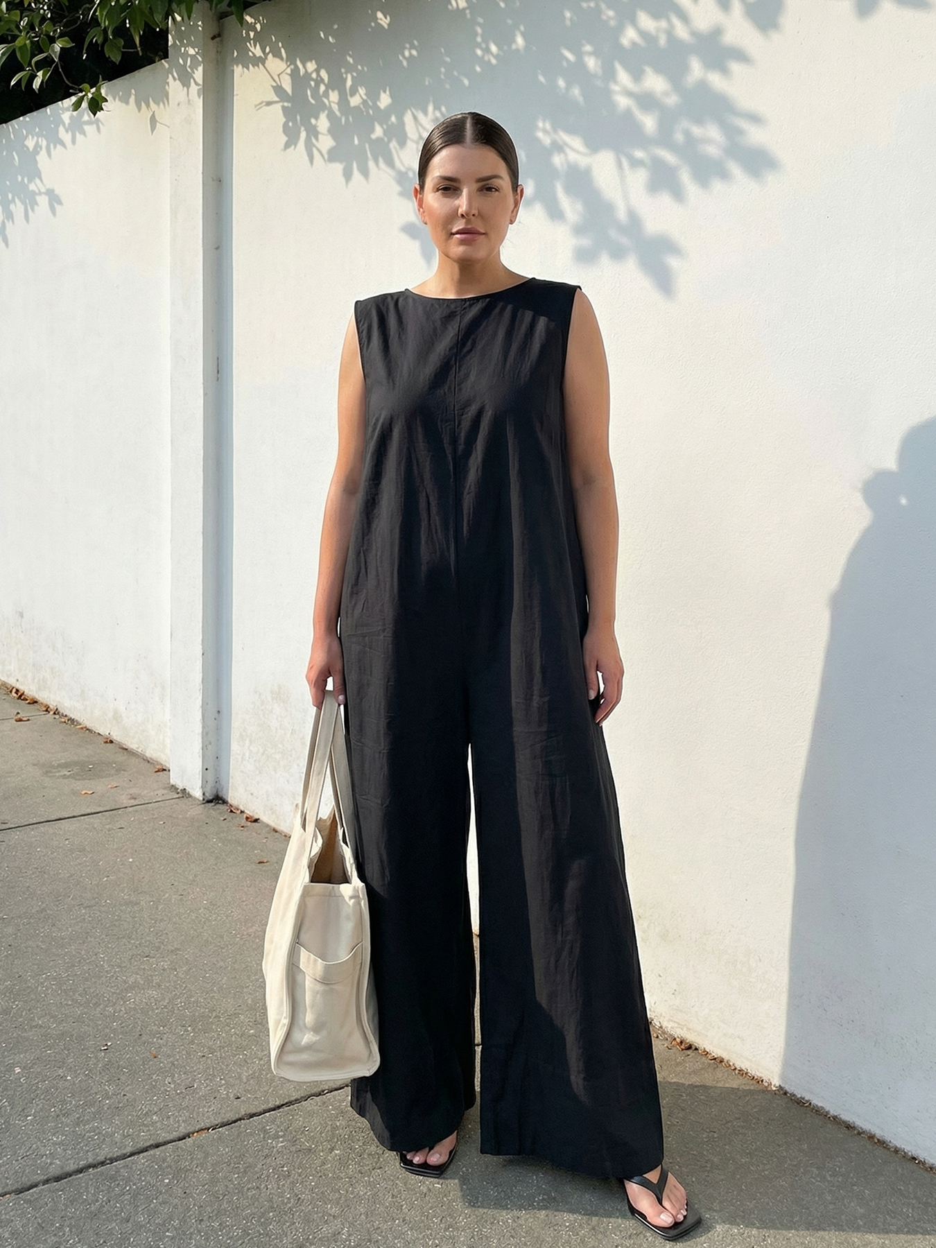 Combinaison pantalon large unie femme - tenue d'été décontractée