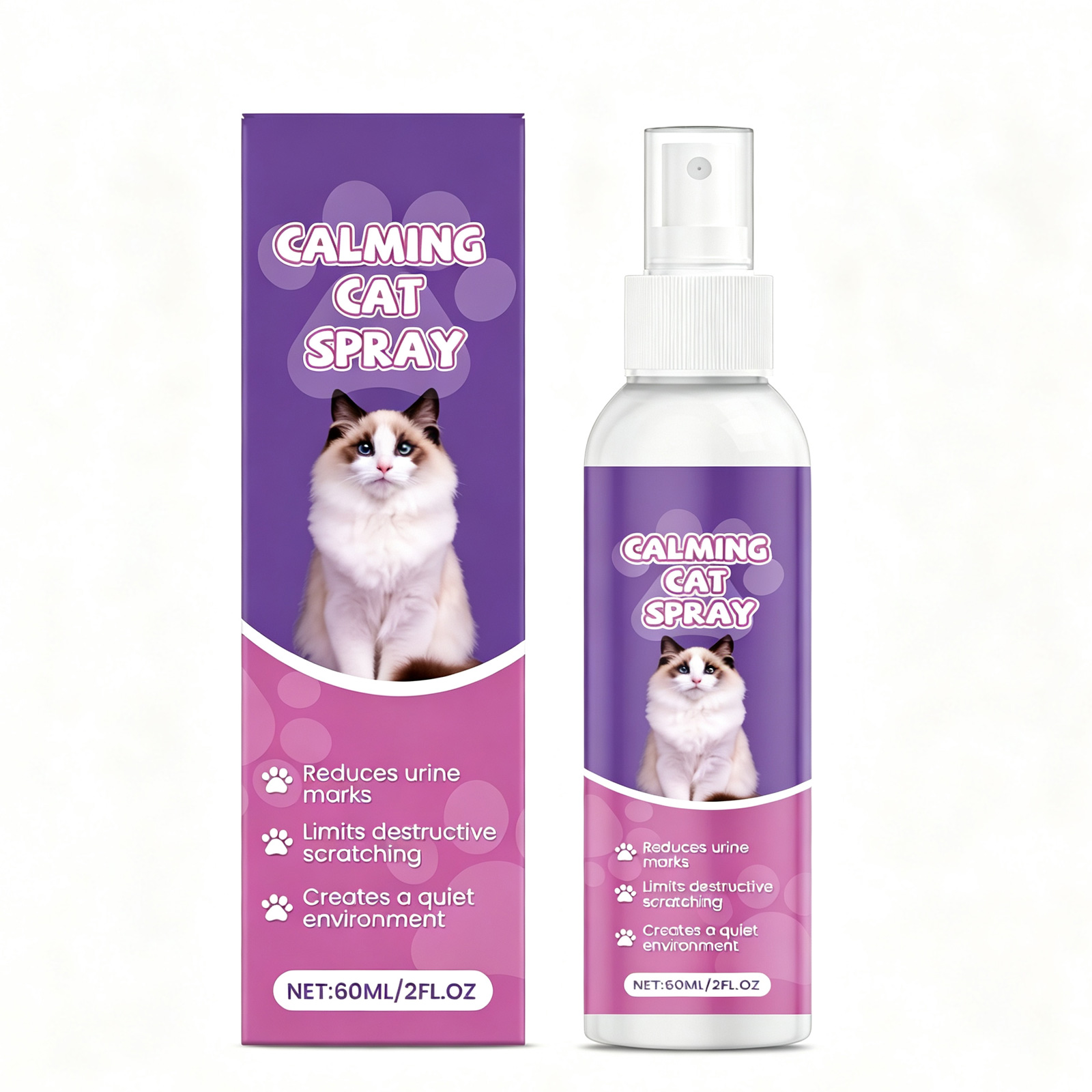 Vaporisateur apaisement chat, 60 ml, soulagement anxiété naturel