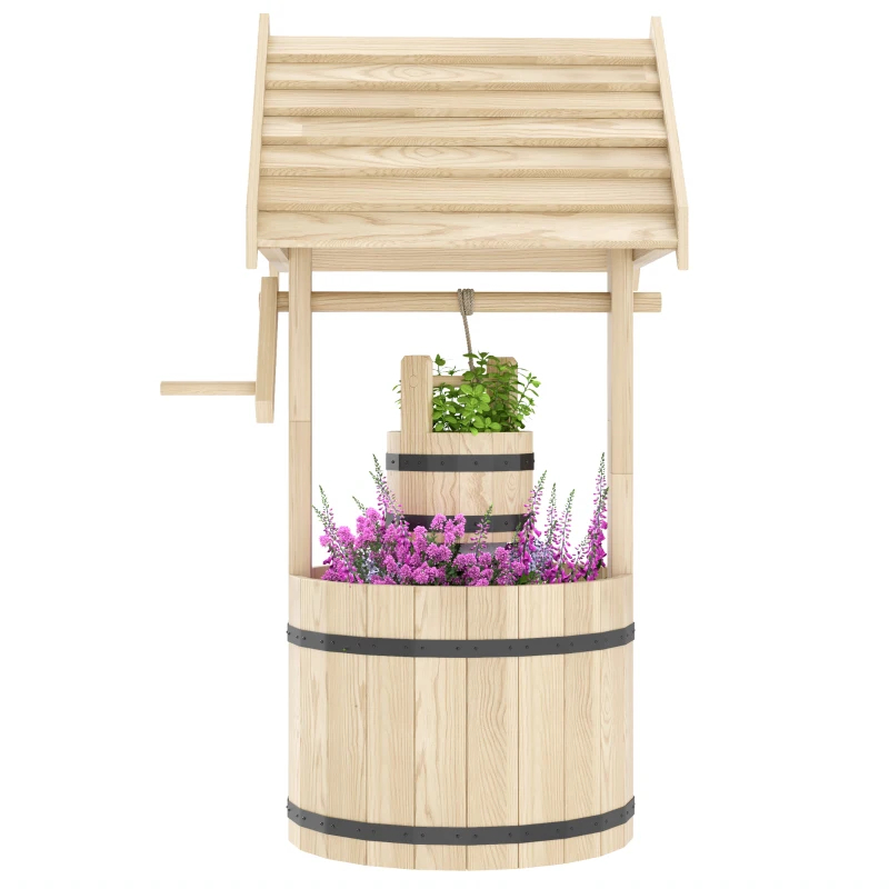 Puits souhait bois seau suspendu trou drainage jardin