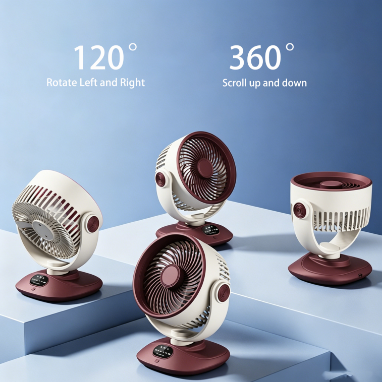Ventilateur bureau 2400 mAh 3 vitesses, 120-180° ajustable
