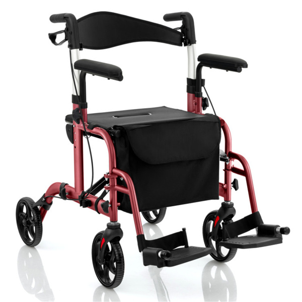 Marchette rollator 2-en-1 300lb rouge