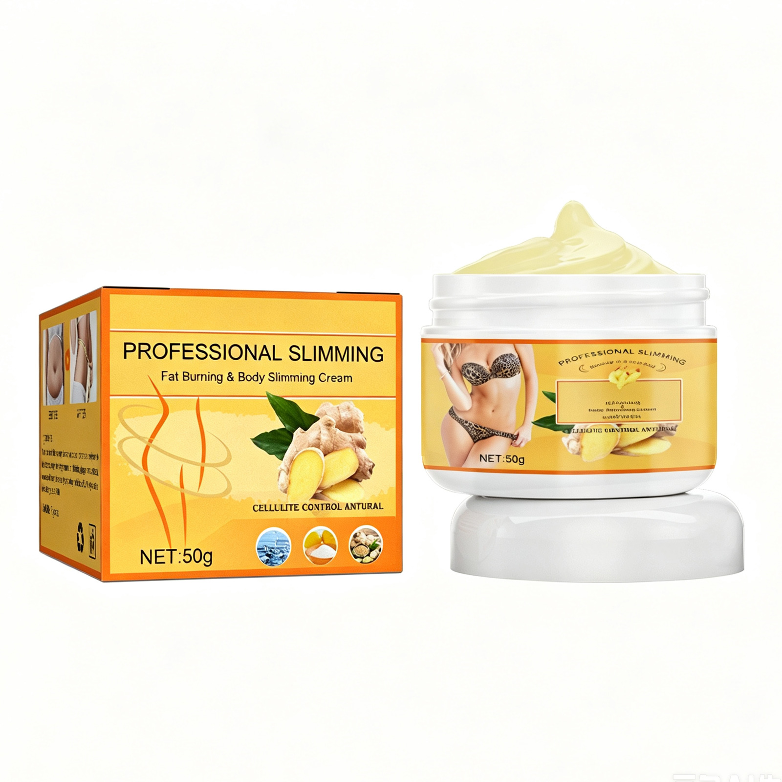 Crème corps amincissante gingembre anti-cellulite, 50g