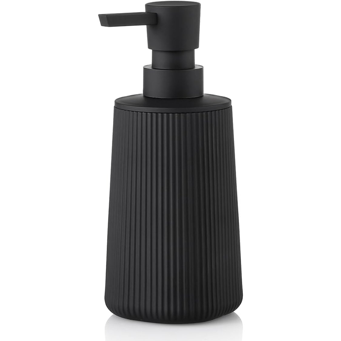 Distributeur savon petit style ferme rayé noir mat plastique