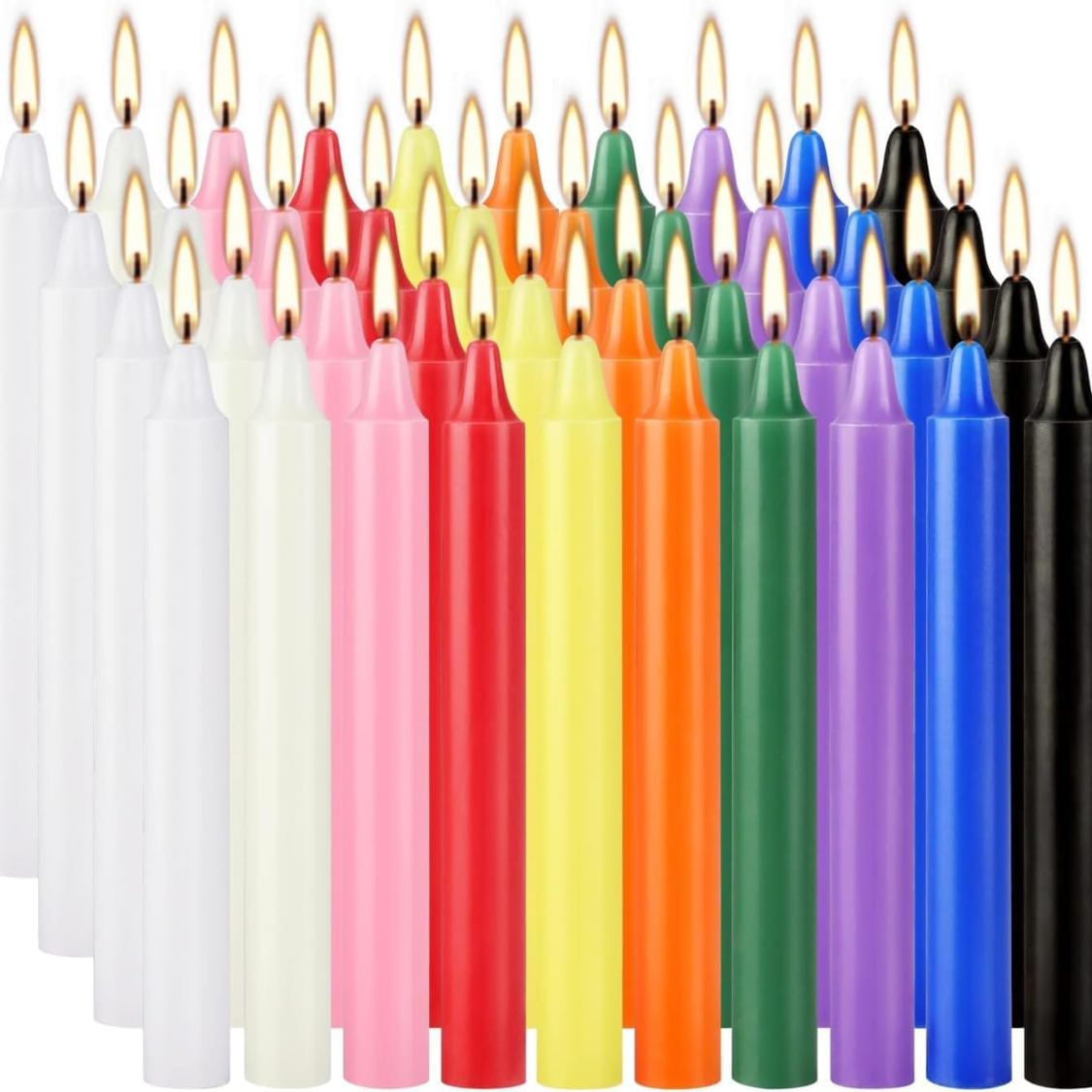 40Pcs bougies tapers colorées 4po 10 couleurs