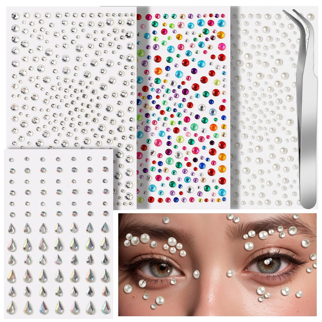 Strass visage autocollant gems festival maquillage
