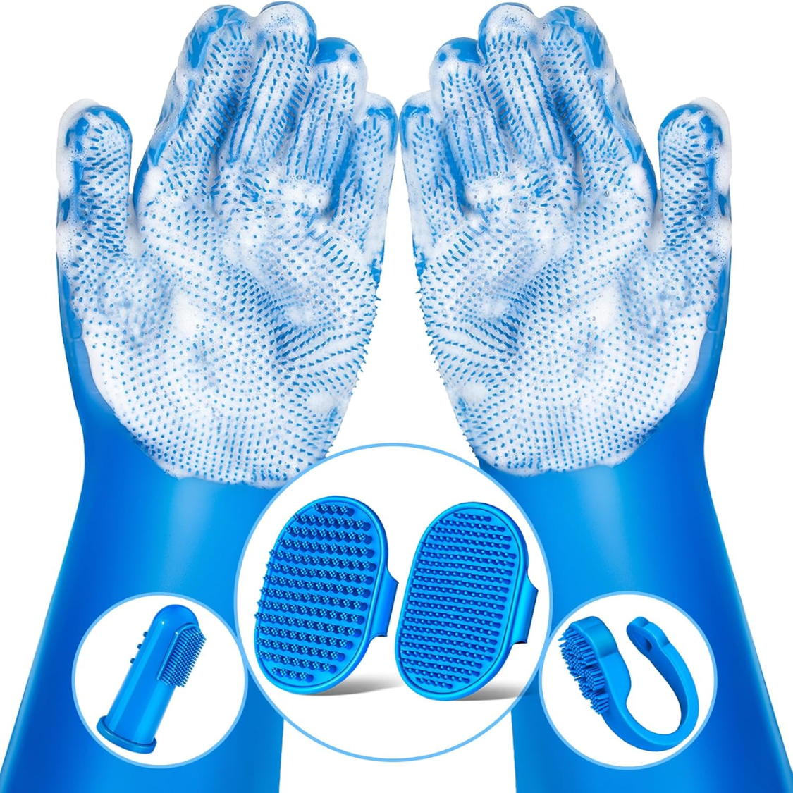 Kit toilettage 6 pcs chien chat gants brosse baignade