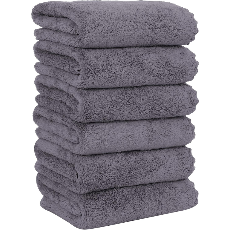 Ensemble 6 serviettes main microfibre corail, séchage rapide