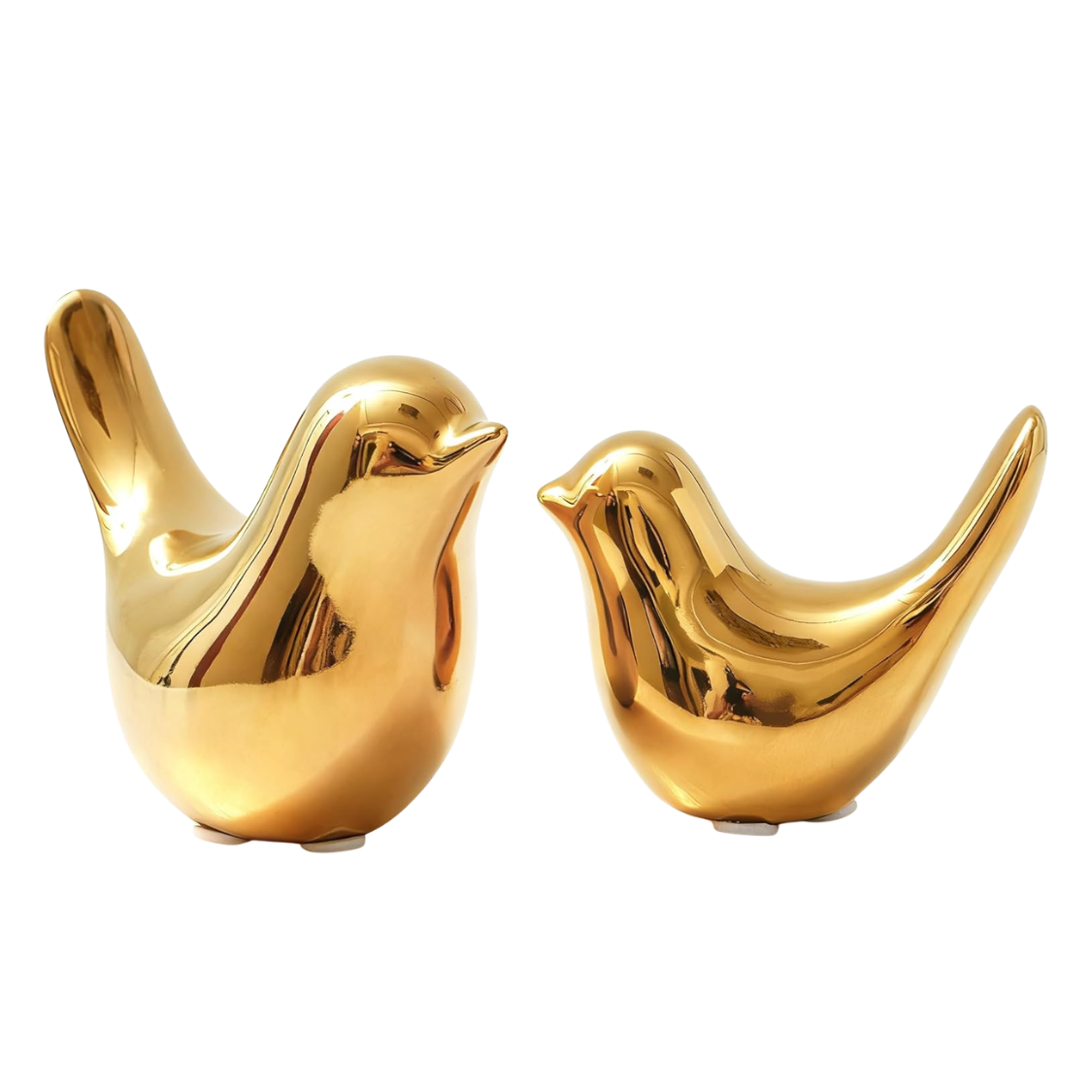 Statues oiseaux décor maison style moderne or, lot de 2