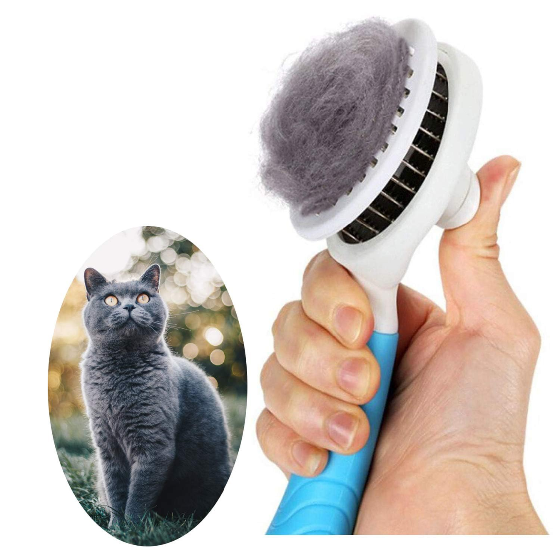 Brosse slicker autonettoyante - Outil démêlage chats/chiens AMÉLIORÉ