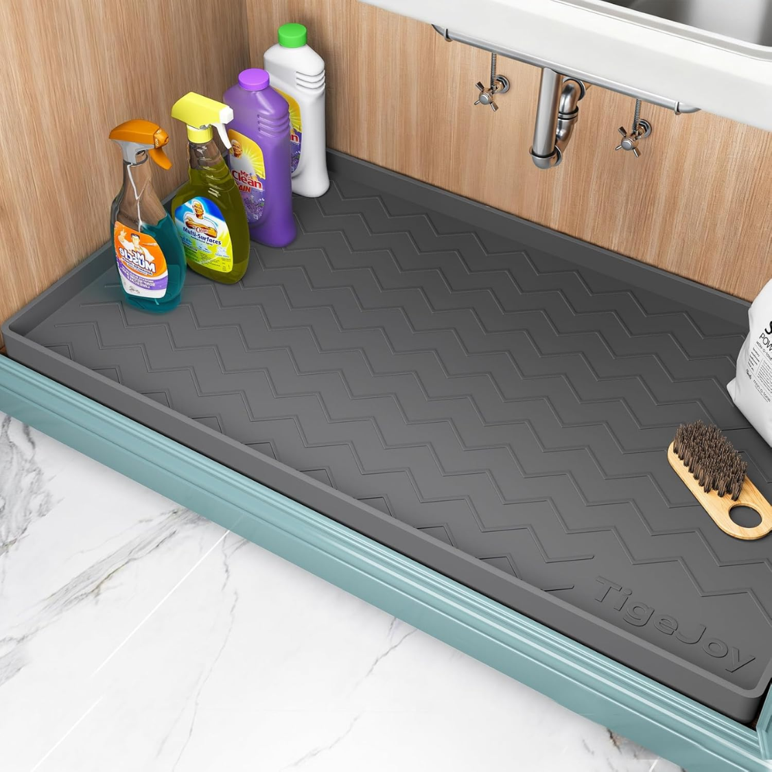 Tapis sous évier silicone imperméable doublure armoire cuisine