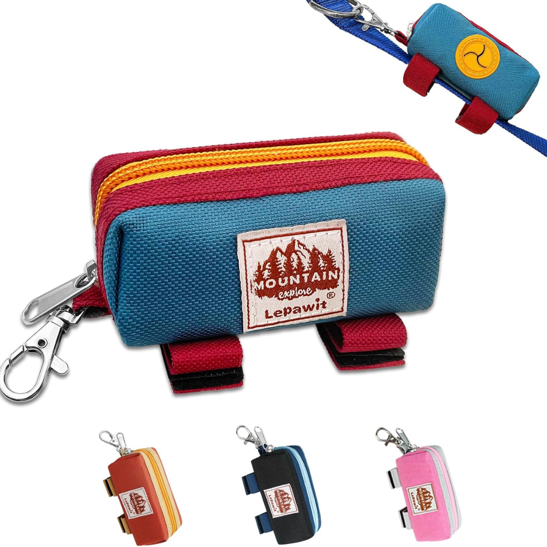 Porte-sacs déjections chien, pochette toile fermeture éclair velcro