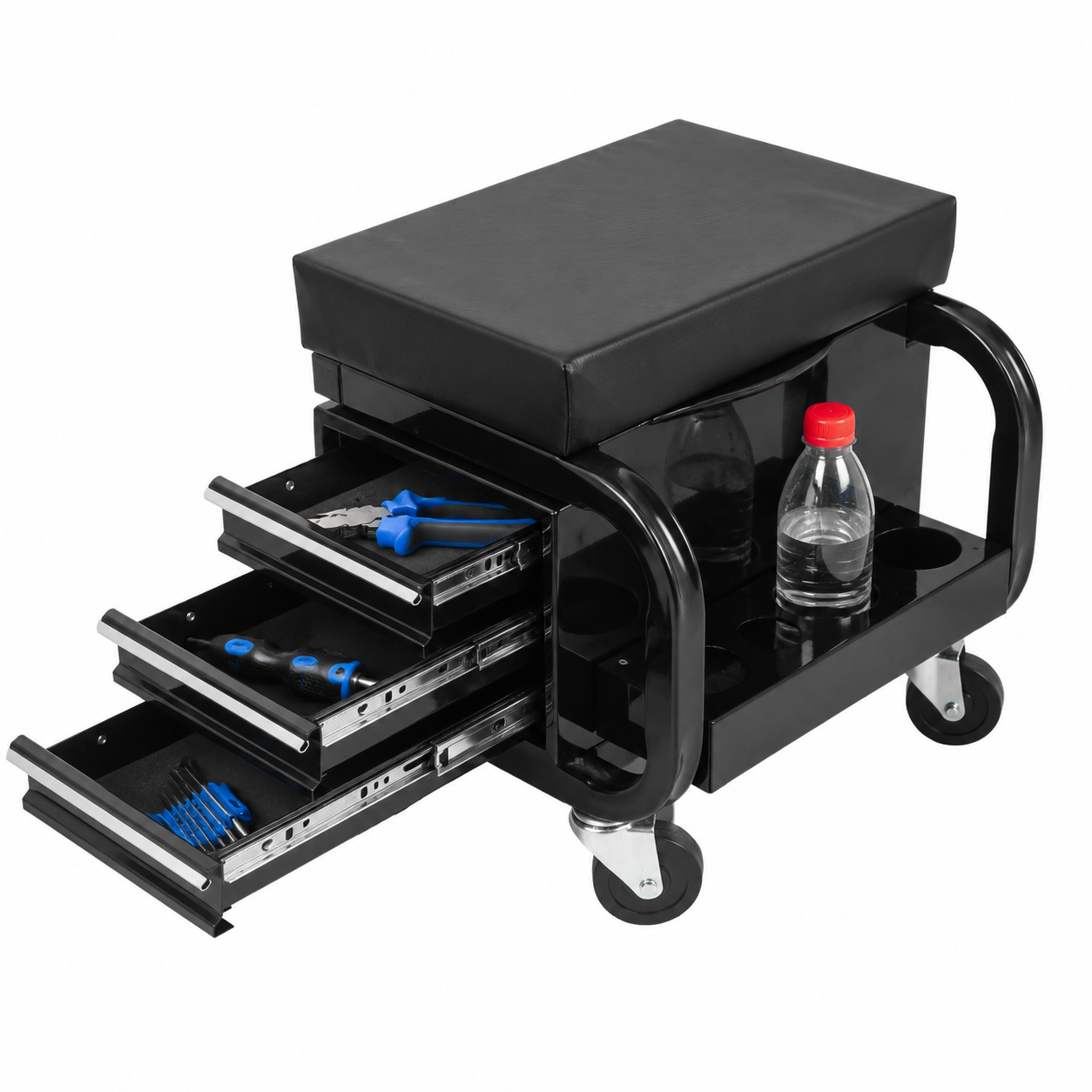 Tabouret roulant garage 3 tiroirs mécanique 350 lbs