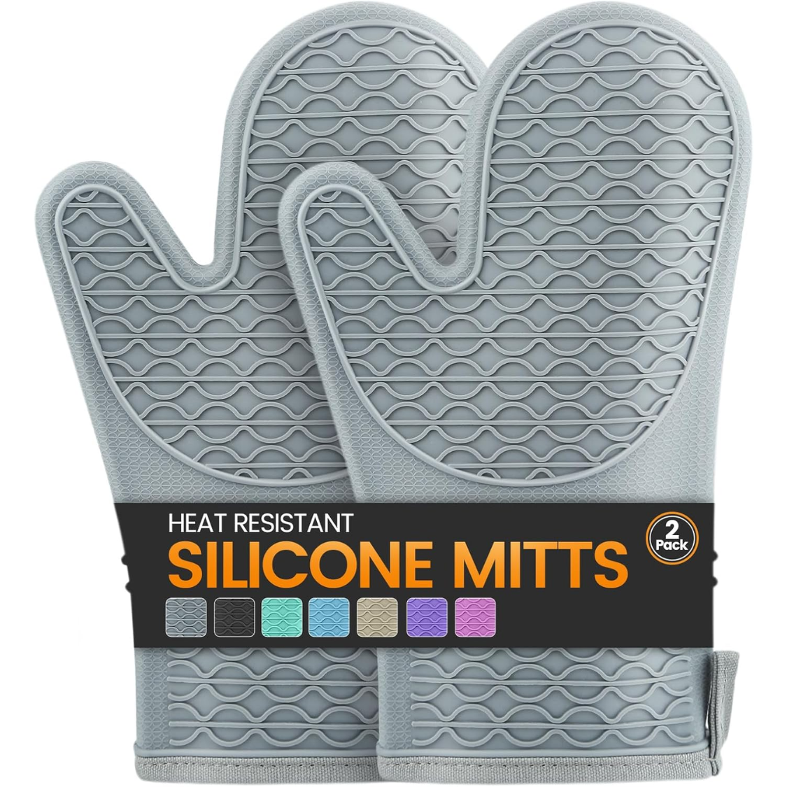 Mitaines silicone 2pc résistantes chaleur coton gris