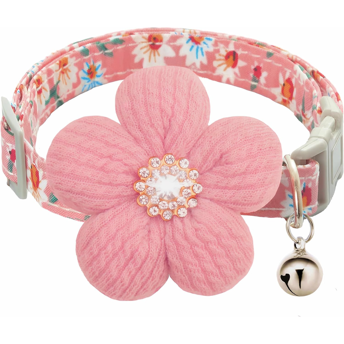 Collier chien fleur petit printemps clochette