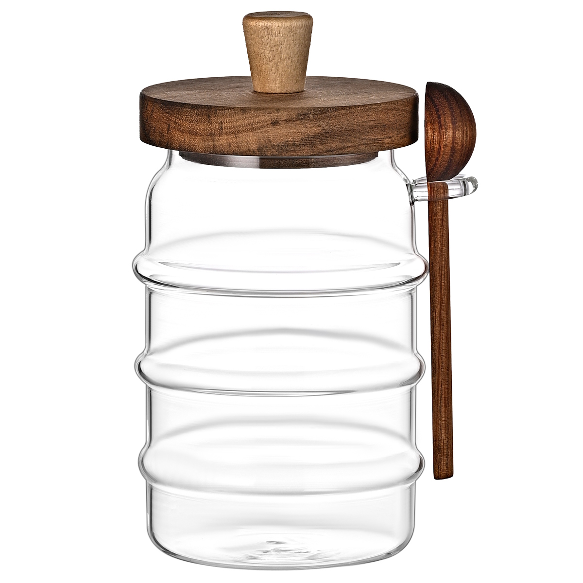 Pot verre 25 oz avec cuillère, rangement thé café sucre
