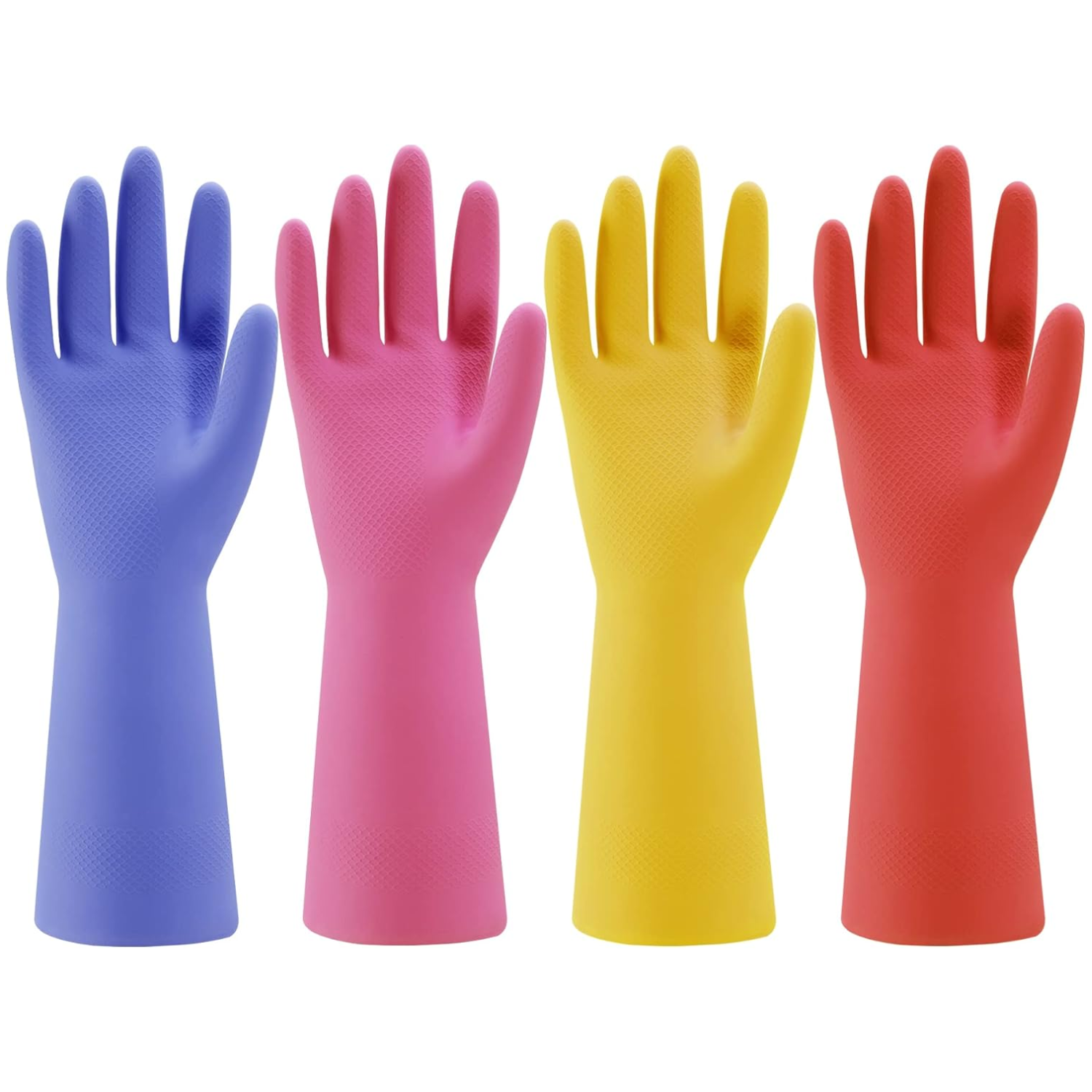 Gants de vaisselle caoutchouc 4 paires, réutilisables, antiglisse, moyen