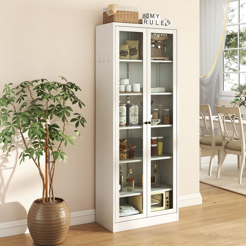 Armoire pantry métal 72'' h, 5 tablettes, blanc