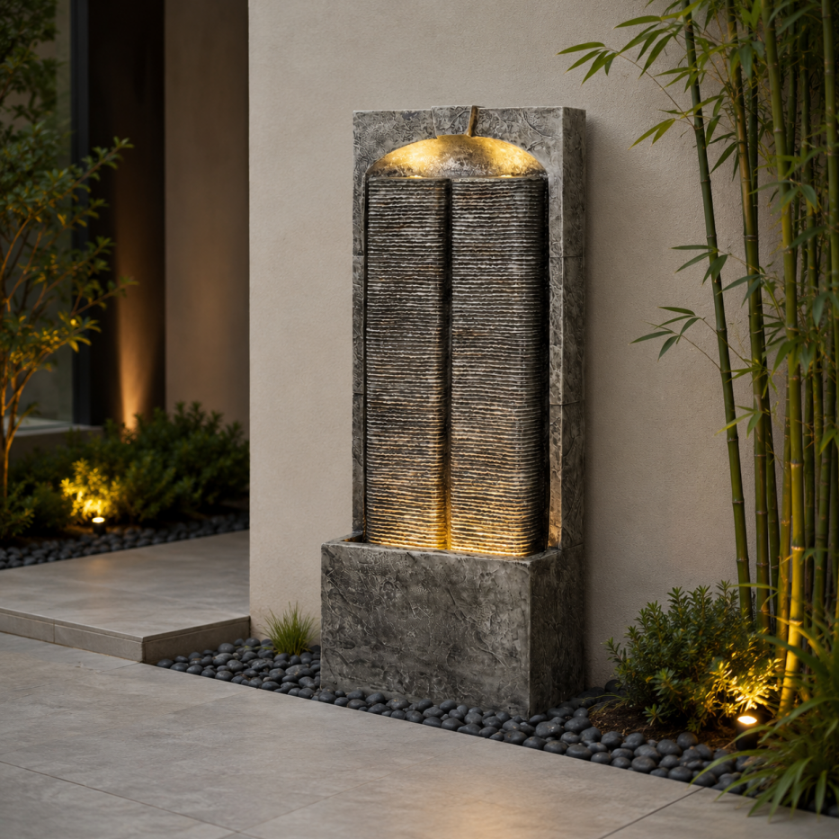 Fontaine pluie 39po LED fibre résine pompe