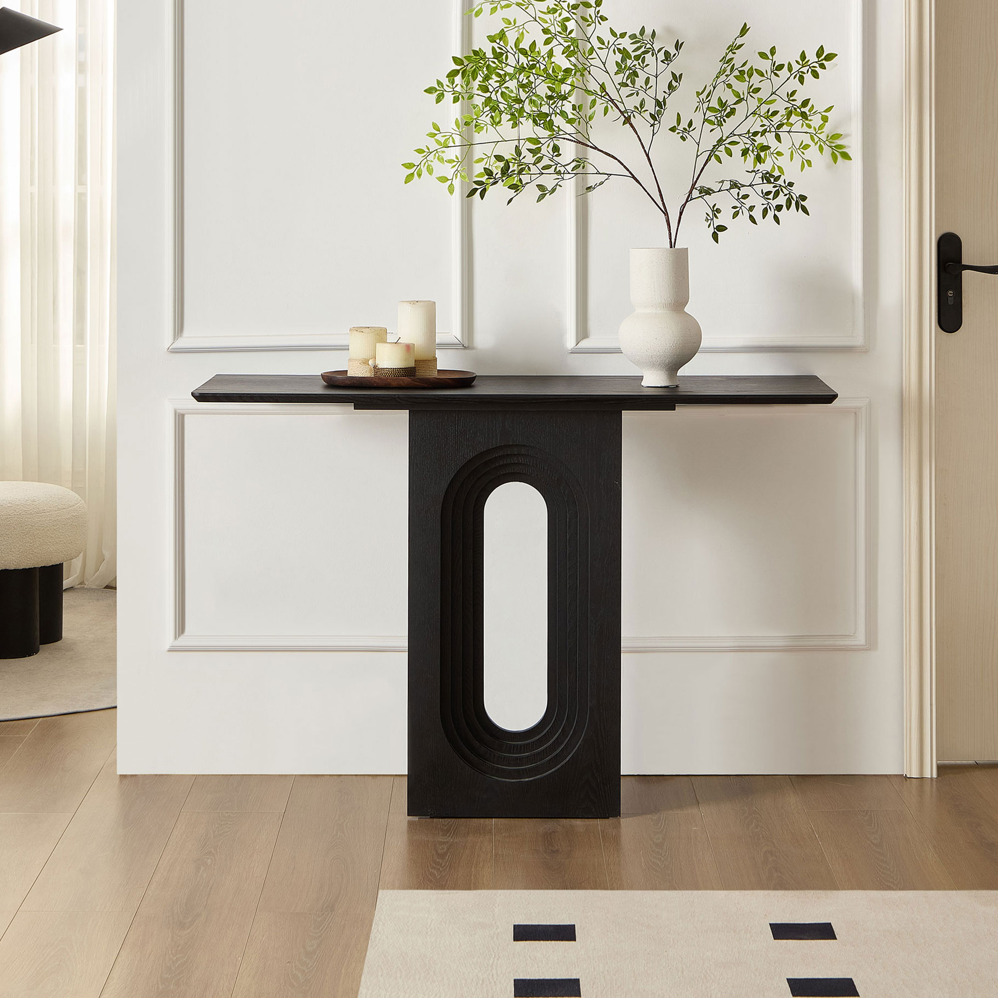Table console 47,24 po noire design moderne - Entrée