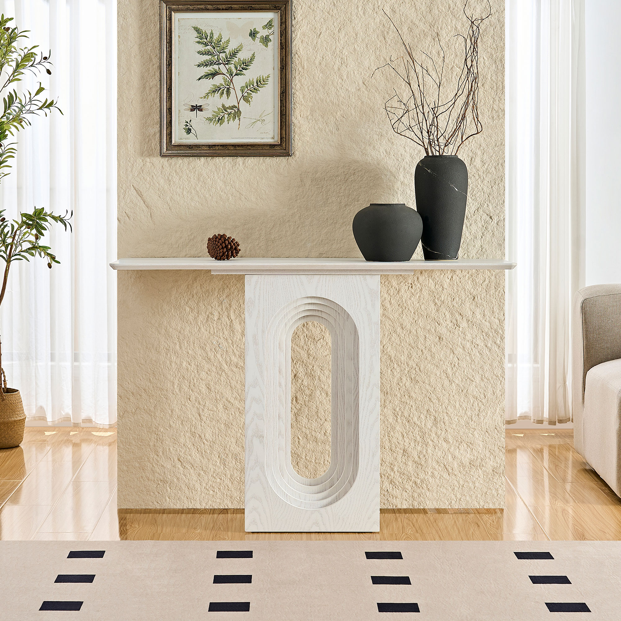 Console 47,24" boucle design, table MDF, entrée, couloir