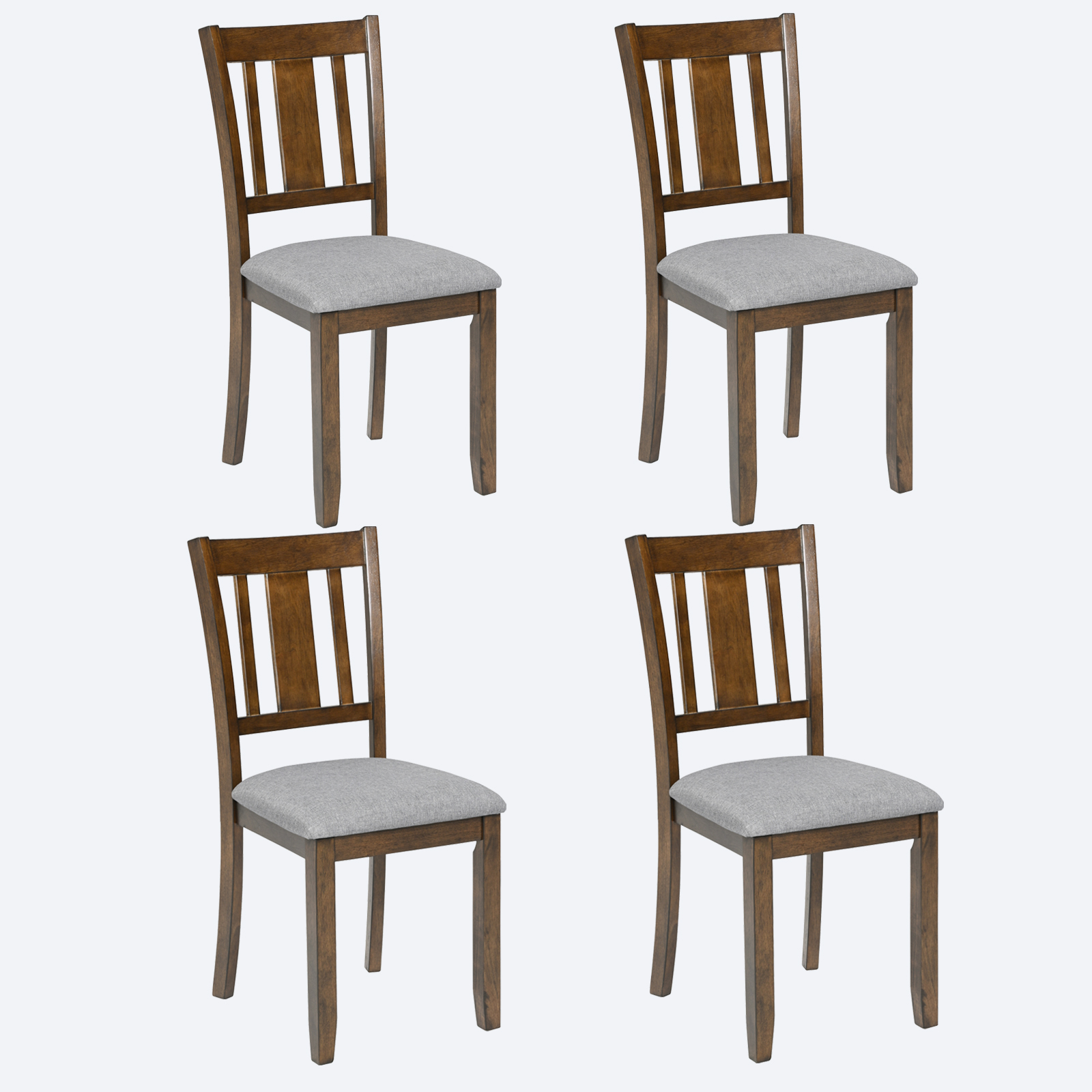 Ensemble 4 chaises salle à manger bois, siège rembourré
