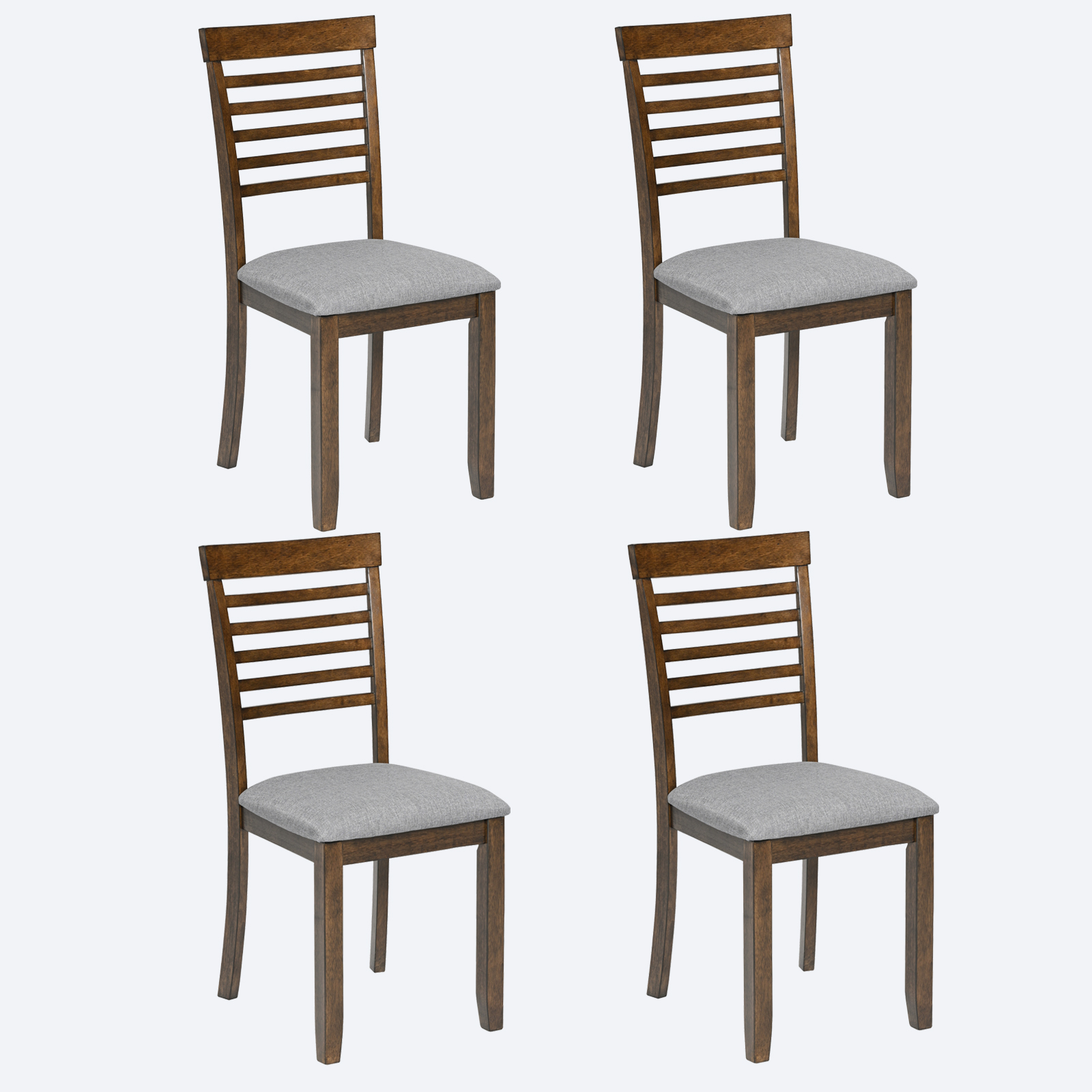 Chaises salle à manger 4 ensemble bois siège rembourré noyer