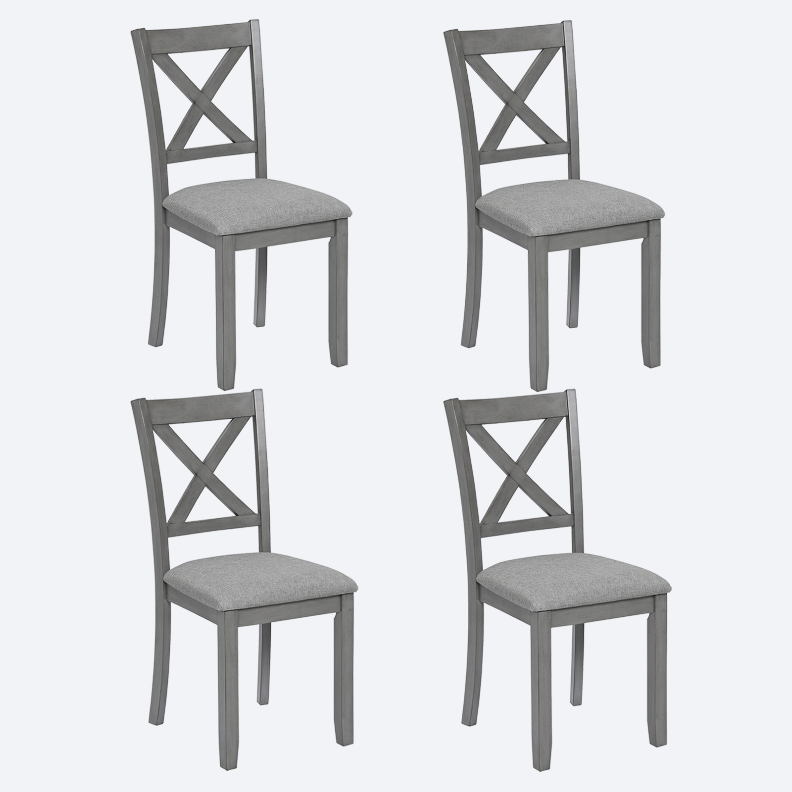 Ensemble 4 chaises salle manger bois siège rembourré gris