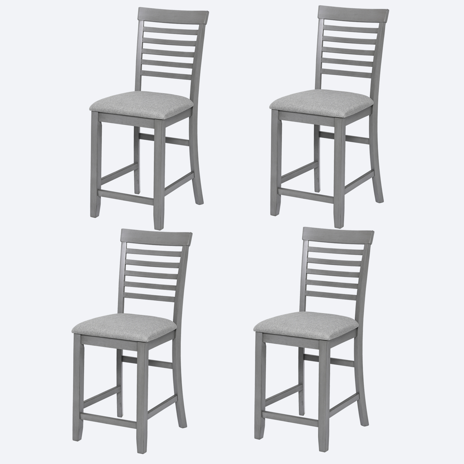 Chaises comptoir ensemble 4, siège rembourré gris