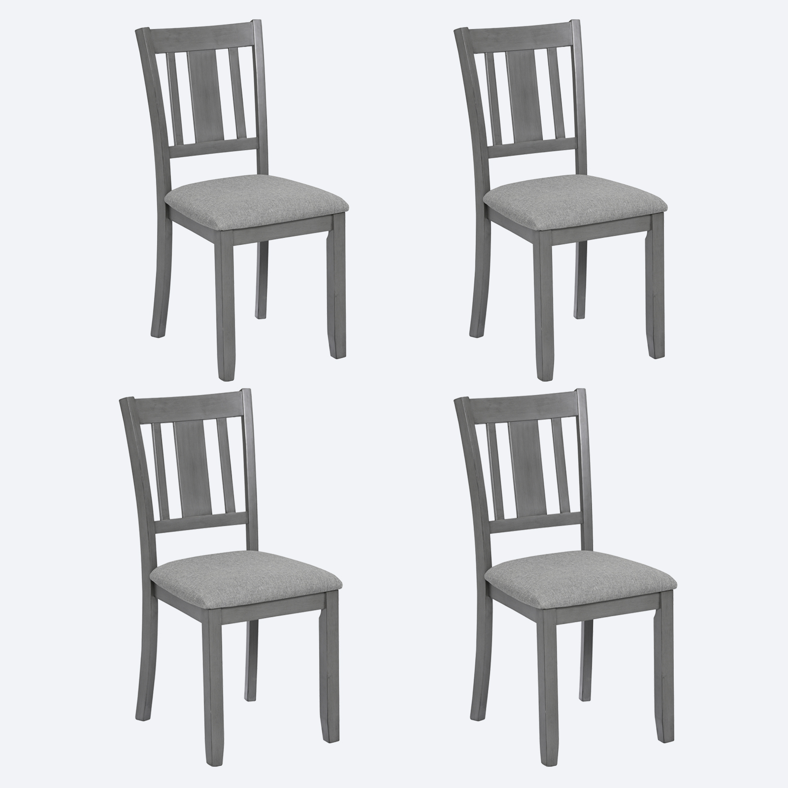 Ensemble 4 chaises salle à manger bois coussin gris