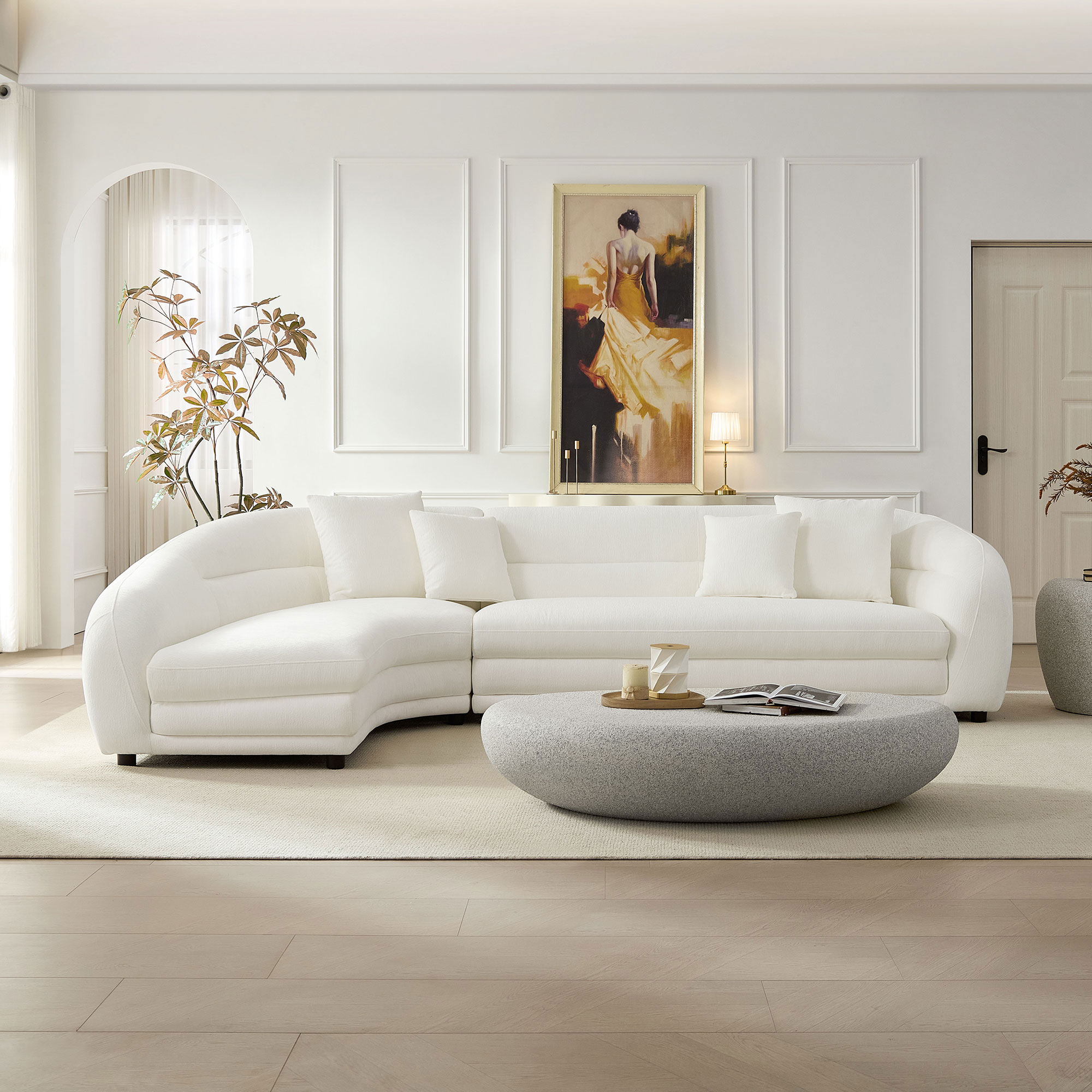 Sofa modulaire L incurvé 125.2 po coussins confort