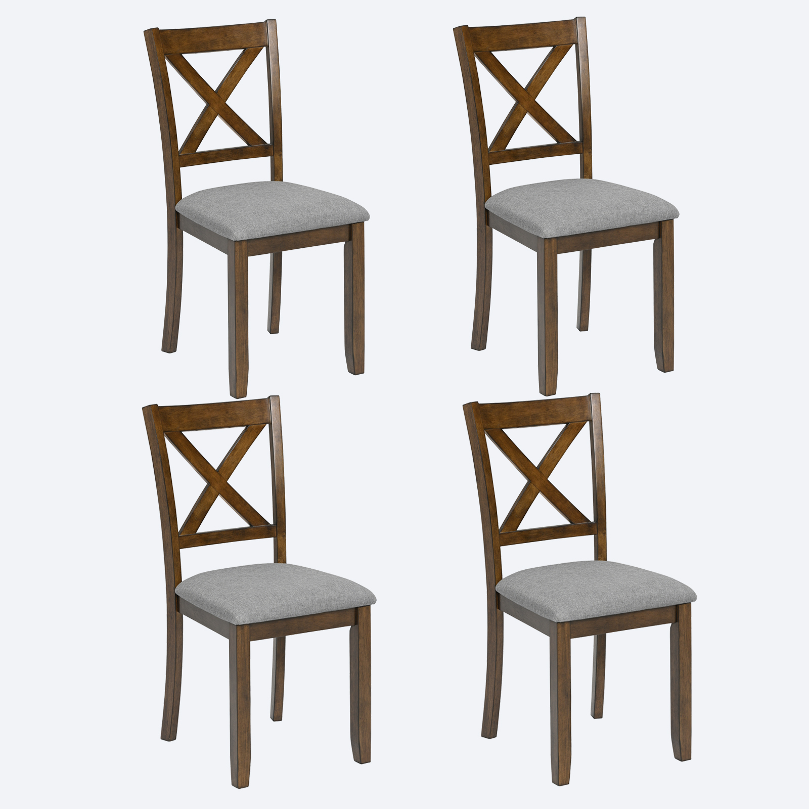 Chaises salle à manger bois 4 pièces noyer assise rembourée