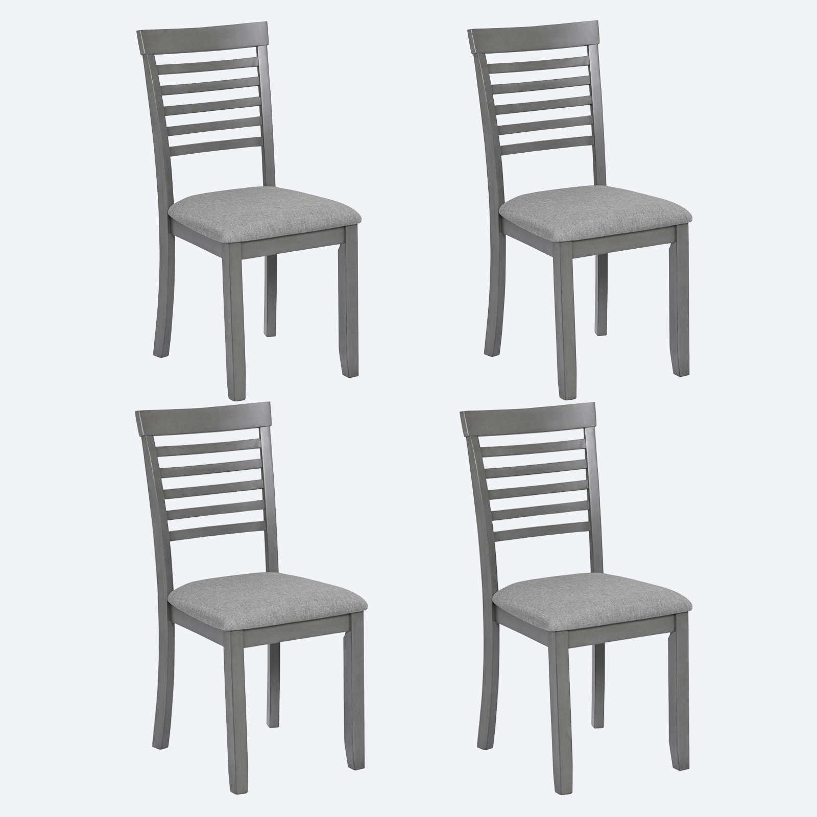 Chaises salle à manger 4 pc, siège rembourré, gris