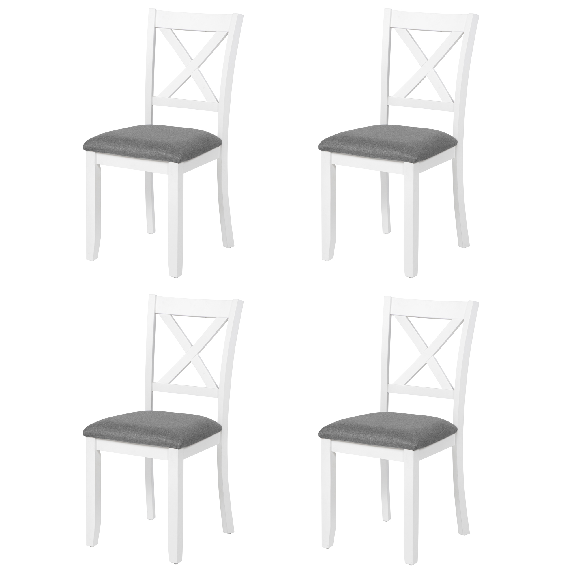 Chaises salle à manger bois ensemble 4 siège rembourré gris blanc