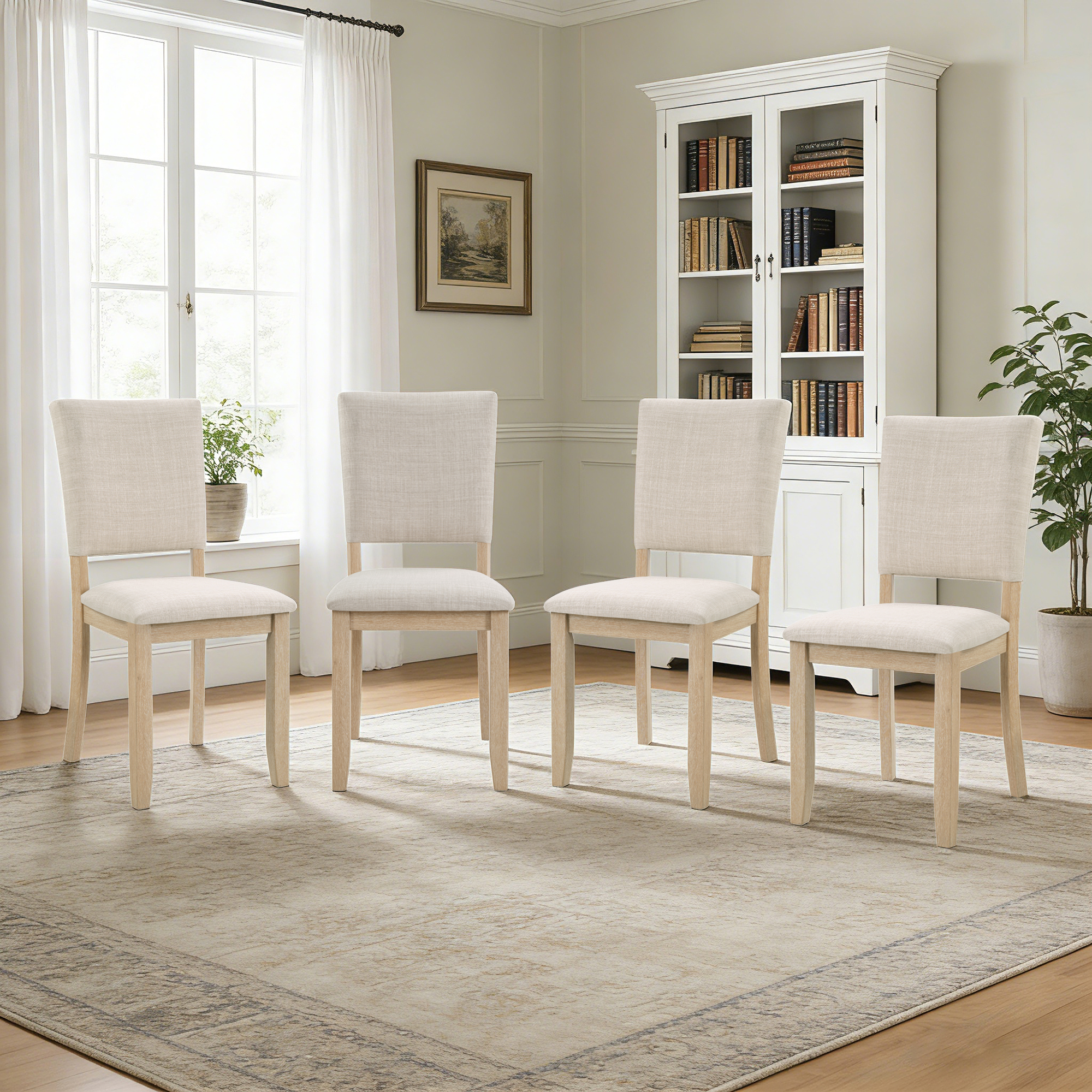 Ensemble de 4 chaises de cuisine modernes, siège rembourré