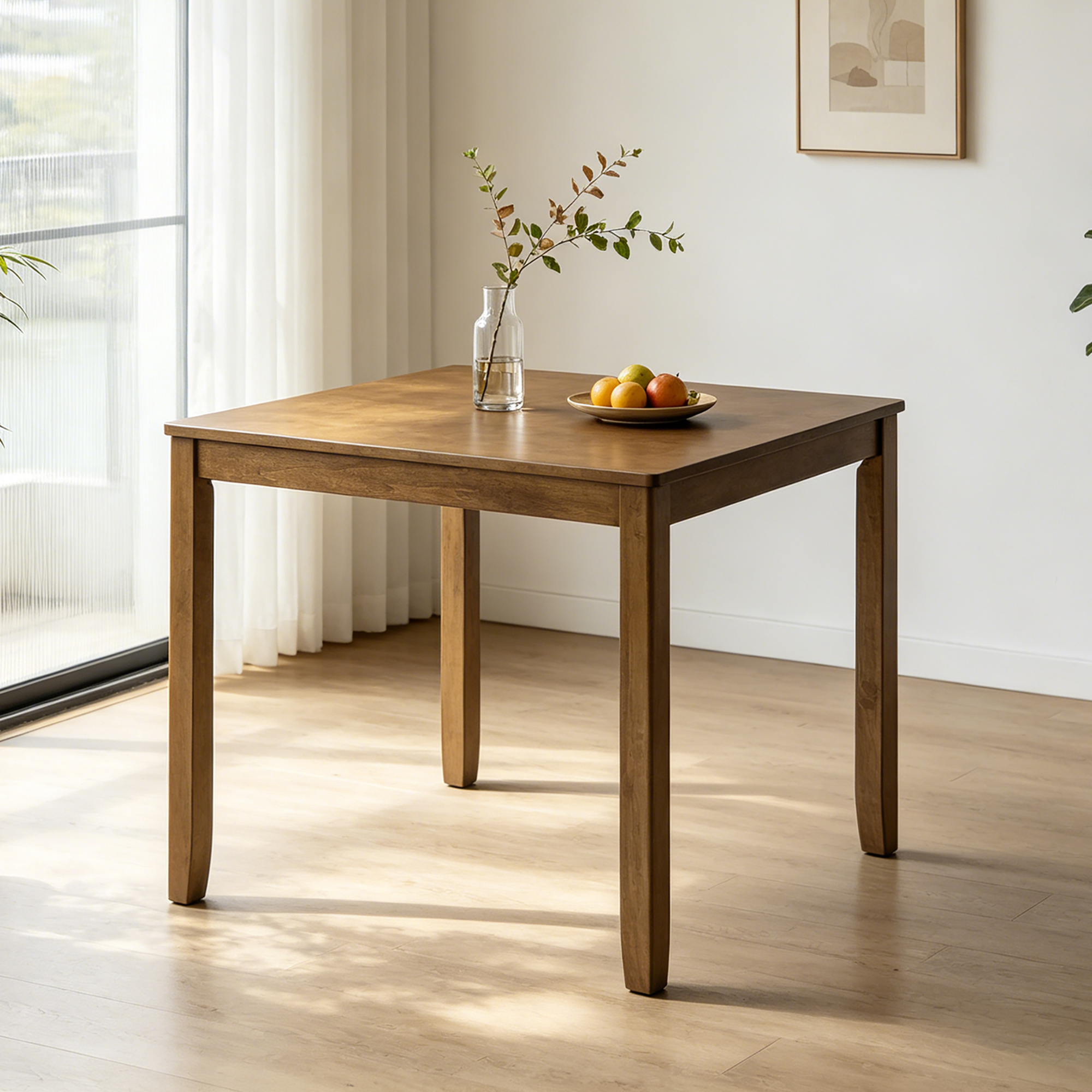 Table à manger carrée bois 4 personnes, chêne, table seul.