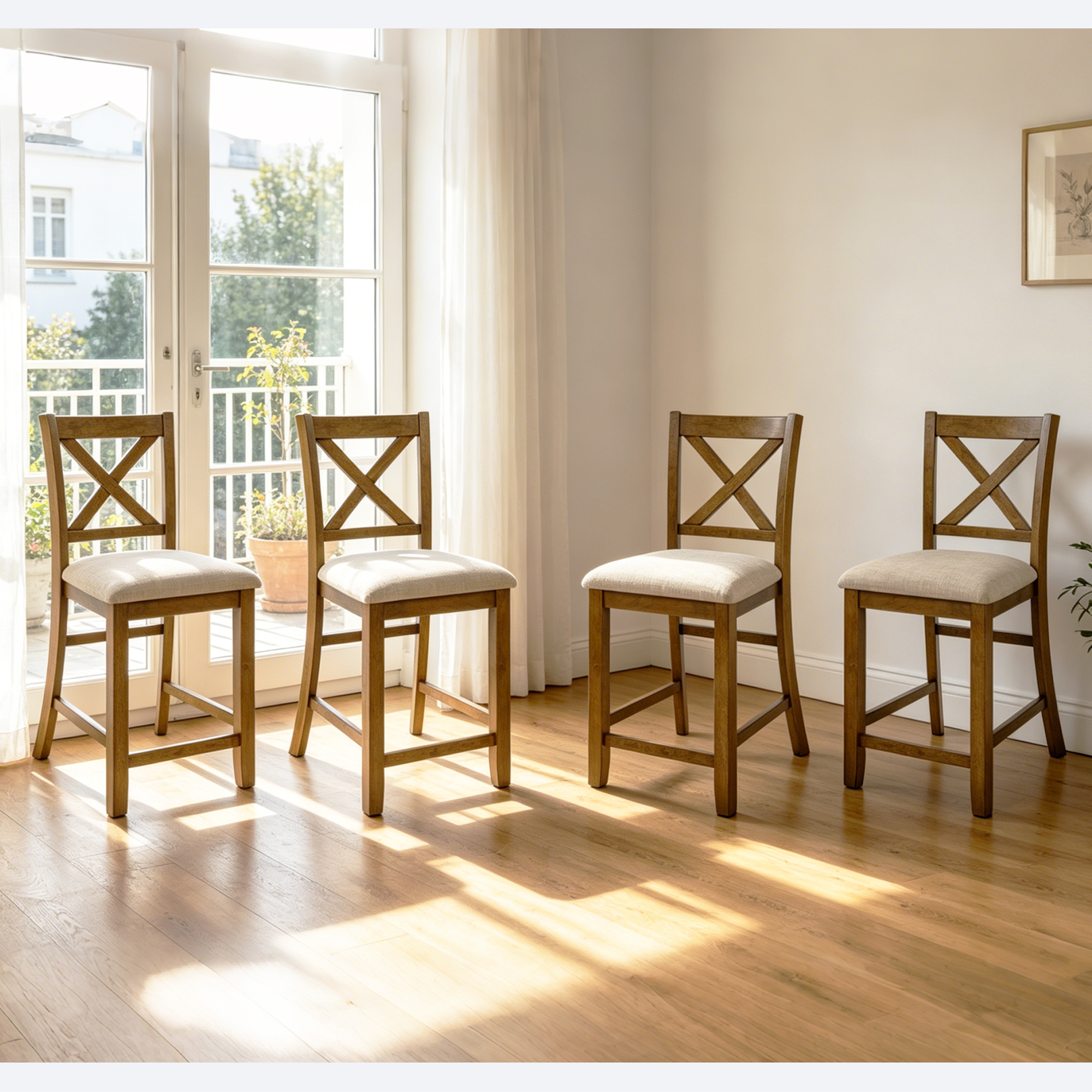 Chaises comptoir 4, hauteur comptoir, siège rembourré